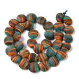35pcs Frosted Stripe Lampwork Beads Flat Round Loose Beads DIY Jewelry Making