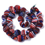 35pcs Frosted Stripe Lampwork Beads Flat Round Loose Beads DIY Jewelry Making