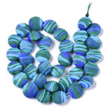 35pcs Frosted Stripe Lampwork Beads Flat Round Loose Beads DIY Jewelry Making