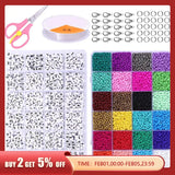 24 Grid Box Letter Glass Rice Beads for DIY Jewelry Making