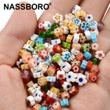 5-6mm Irregular Flat Flower Beads Multicolor Glass Beads For DIY Jewelry Making