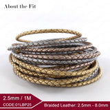 Fit 2.5mm 1M Braided Leather Cord Real Leather Crafts Beading Lacing Jewelry