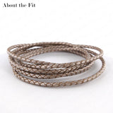 Fit 2.5mm 1M Braided Leather Cord Real Leather Crafts Beading Lacing Jewelry