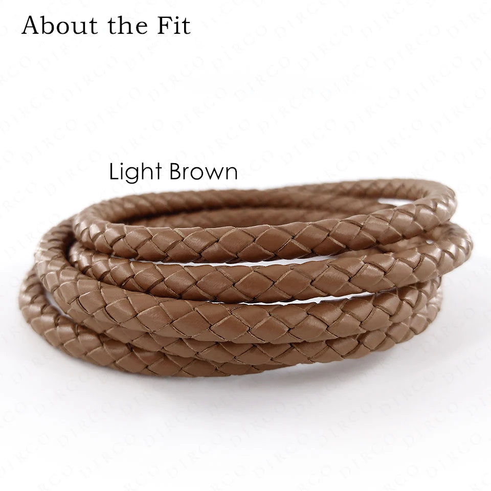 6mm 1Meter Full Dyeing Braided Real Leather Round Cord