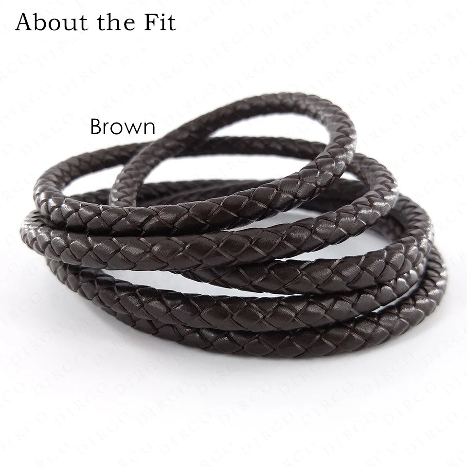6mm 1Meter Full Dyeing Braided Real Leather Round Cord