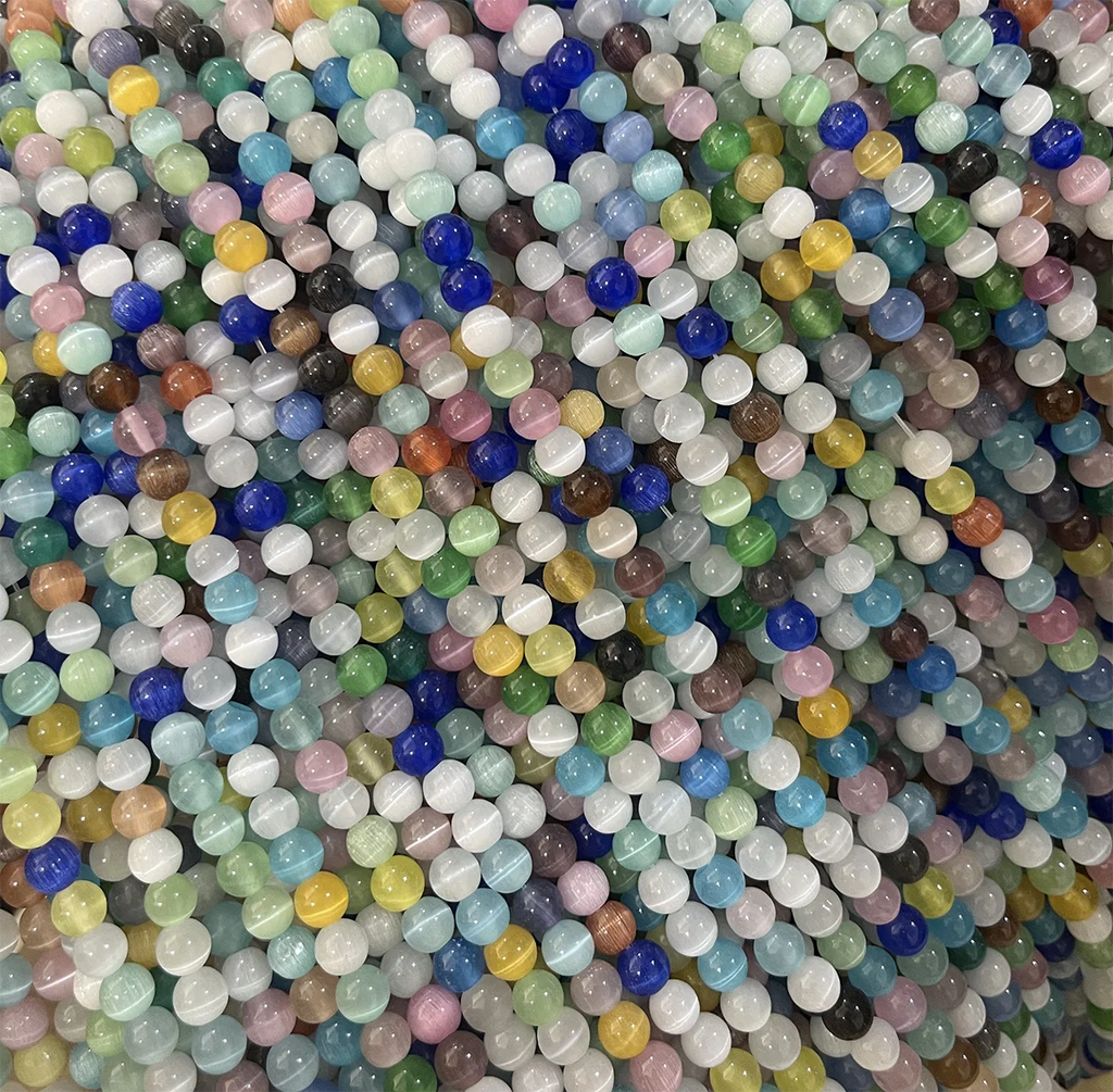 68pcs Colored CAT'S Eye Stone Loose Beads DIY Jewelry Accessories