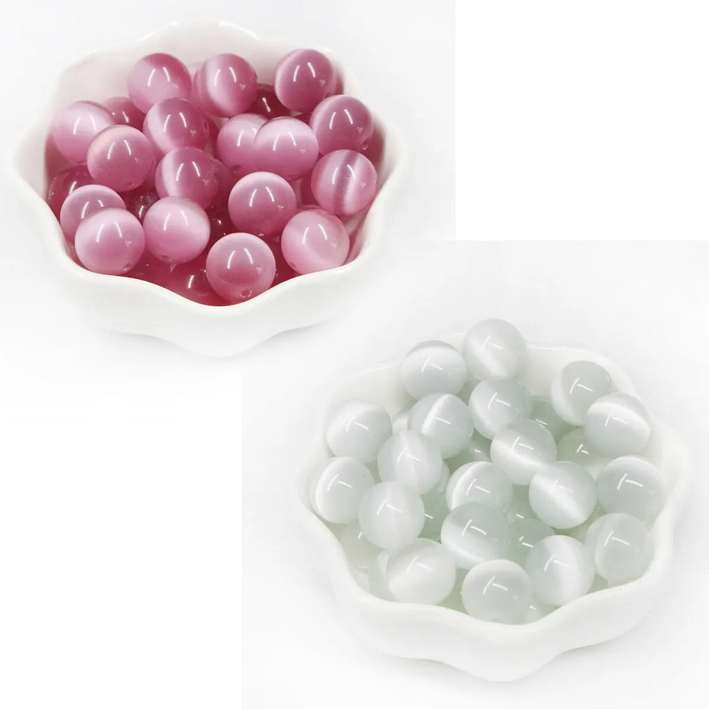 68pcs Colored CAT'S Eye Stone Loose Beads DIY Jewelry Accessories