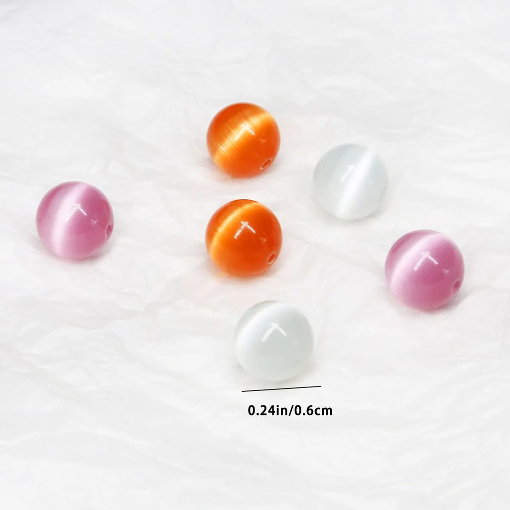 68pcs Colored CAT'S Eye Stone Loose Beads DIY Jewelry Accessories