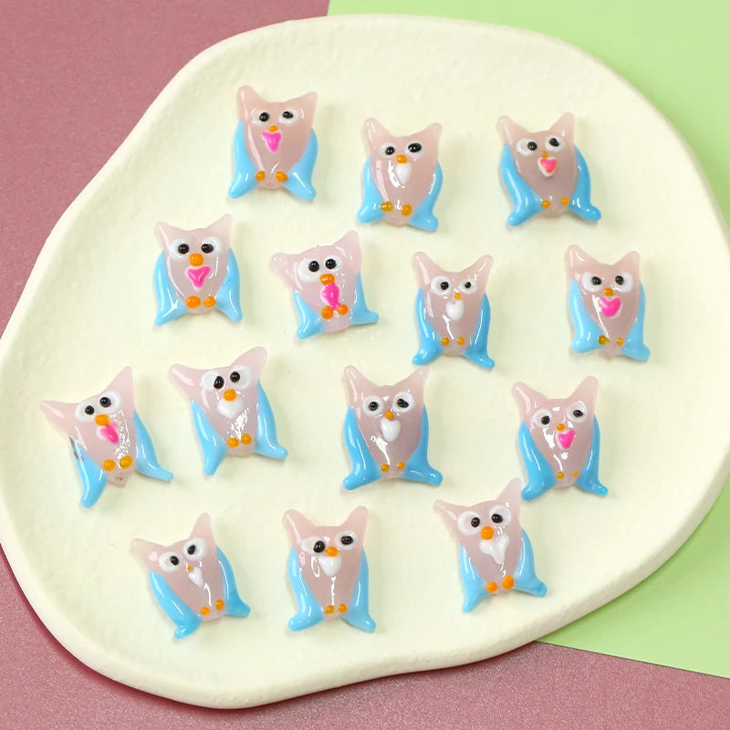 Abstract Cartoon Owl Flat Glass Beads DIY Beaded Material Accessories