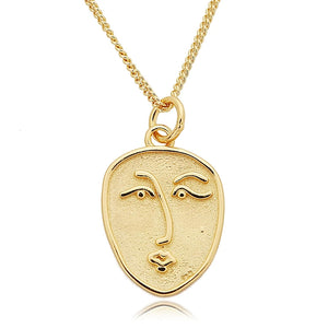 Abstract Face 925 Sterling Silver Pendant Necklace Charms for Women