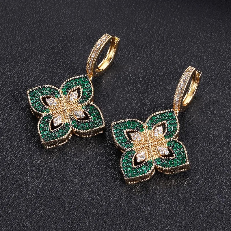 Geometric Flower Drop Earrings for Women Wedding Party