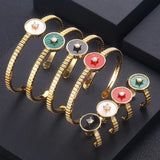 CZ Dubai Bridal Jewelry Set - Bangle Ring Set with Cubic Zircon Crystals