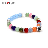 Antique Silver Plated Rose Flower Charm Stone Bracelet for Women