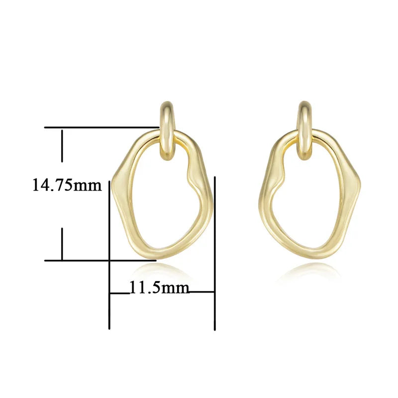 925 Sterling Silver Vintage Earrings Circle Long Eardrop Fine Jewelry