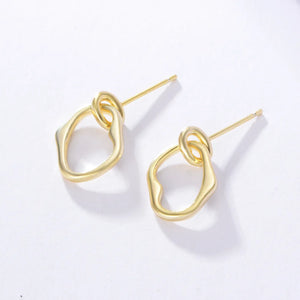 925 Sterling Silver Vintage Earrings Circle Long Eardrop Fine Jewelry