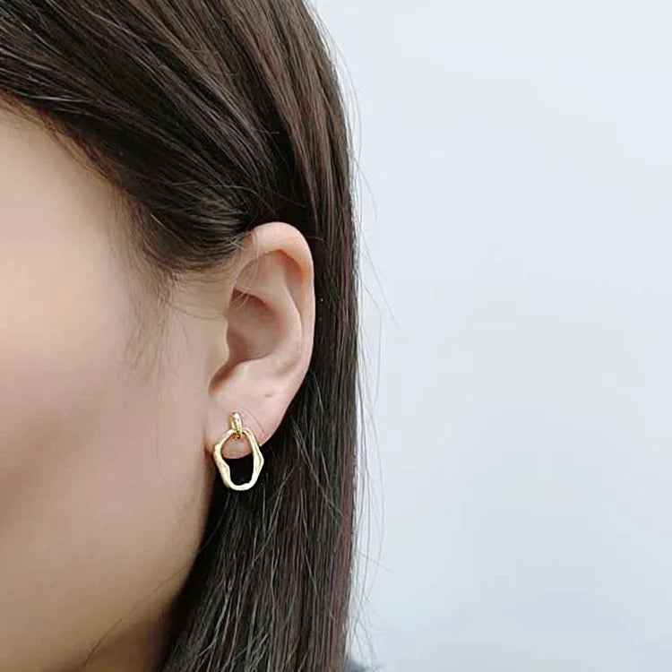 925 Sterling Silver Vintage Earrings Circle Long Eardrop Fine Jewelry