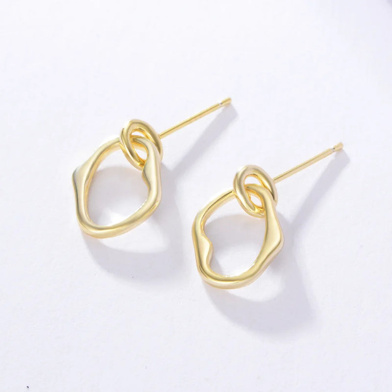 925 Sterling Silver Vintage Earrings Circle Long Eardrop Fine Jewelry