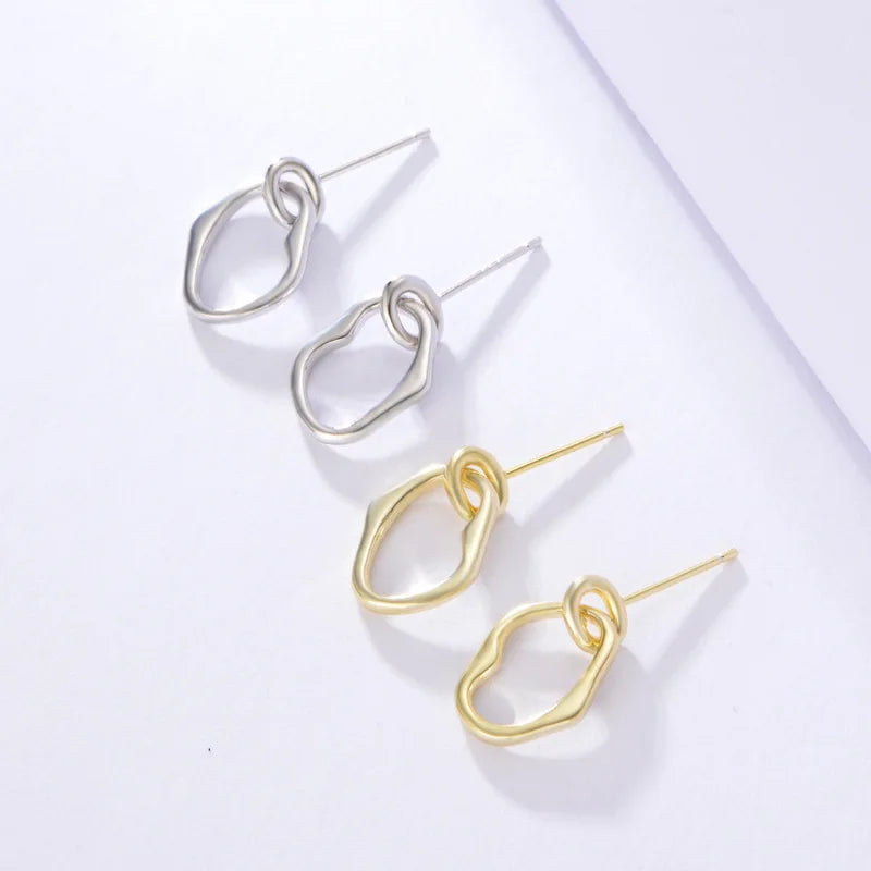 925 Sterling Silver Vintage Earrings Circle Long Eardrop Fine Jewelry