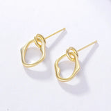 925 Sterling Silver Vintage Earrings Circle Long Eardrop Fine Jewelry
