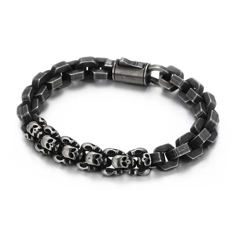 Gothic Punk Skull Steel Bracelet Men's Jewelry