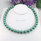 Green Glass Round Pearl Beads Necklace Girl Jewelry Making Women Christmas