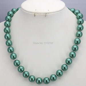 Green Glass Round Pearl Beads Necklace Girl Jewelry Making Women Christmas