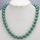 Green Glass Round Pearl Beads Necklace Girl Jewelry Making Women Christmas
