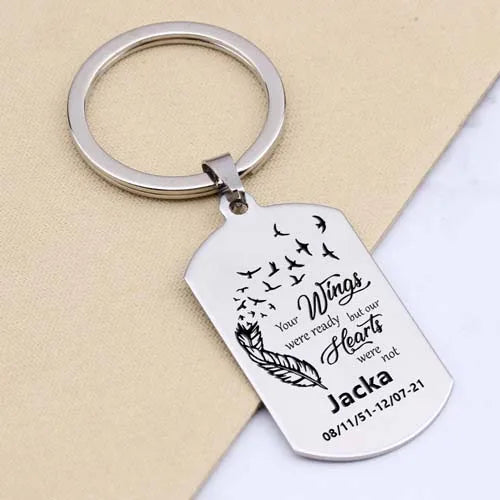 Remembrance Keychain Your Wings Were Ready My Heart Was Not Loss
