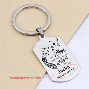 Remembrance Keychain Your Wings Were Ready My Heart Was Not Loss