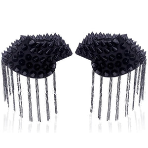 Metal Epaulet Fringed Shoulder Stamp Rivet Shoulder Pad Brooch