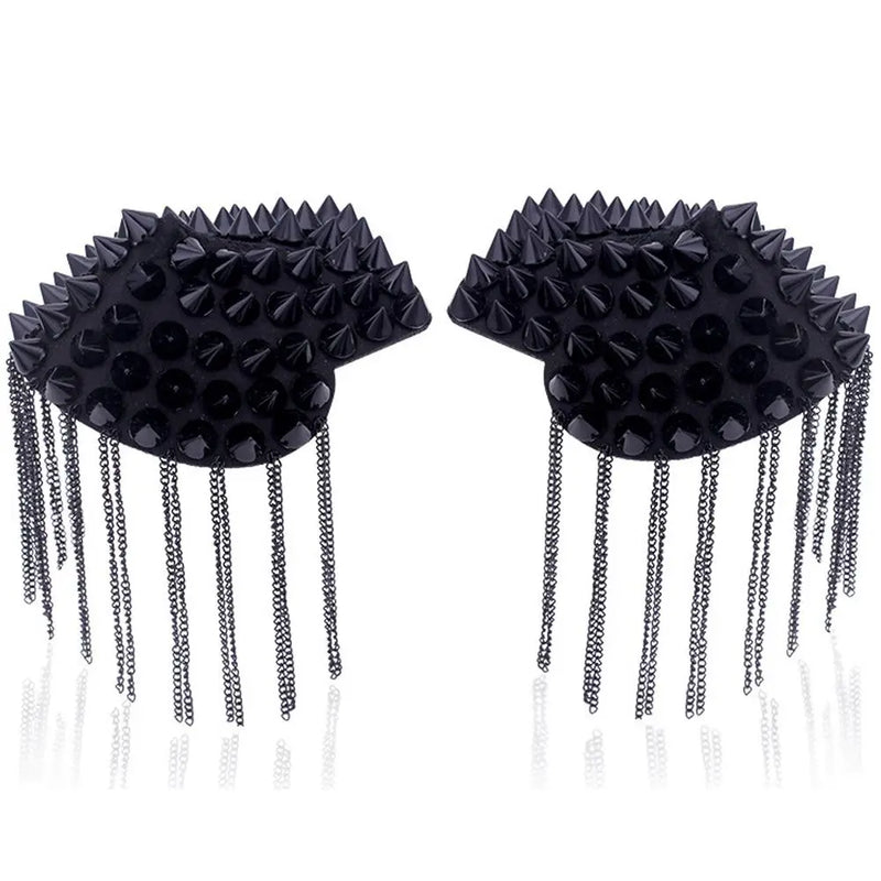 Metal Epaulet Fringed Shoulder Stamp Rivet Shoulder Pad Brooch