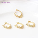 14K Plated Brass Zircon Earrings Hooks for Jewelry Making