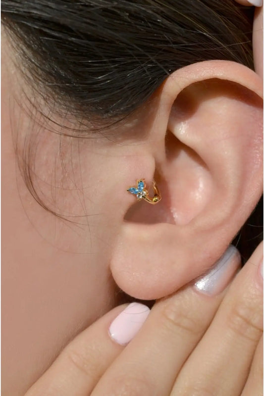 Blue Butterfly Tragus Piercing