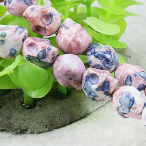 Pink Multicolor Riverstones Rainbow Skull Beads for Jewelry Making