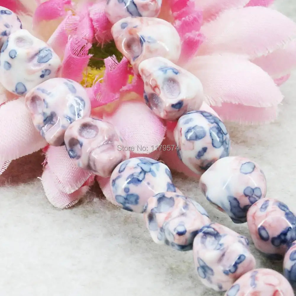 Pink Multicolor Riverstones Rainbow Skull Beads for Jewelry Making