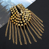 Punk Rivet Shoulder Pad Brooch Tassel Epaulet