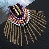 Punk Rivet Shoulder Pad Brooch Tassel Epaulet