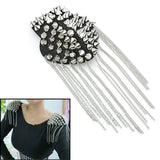 Punk Rivet Shoulder Pad Brooch Tassel Epaulet