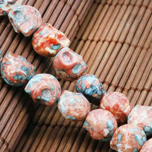 12mm Red Multicolor Riverstone Skull Beads for DIY Jewelry Making
