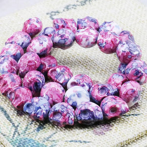 Rainbow Riverstones Skull Beads for DIY Jewelry Making