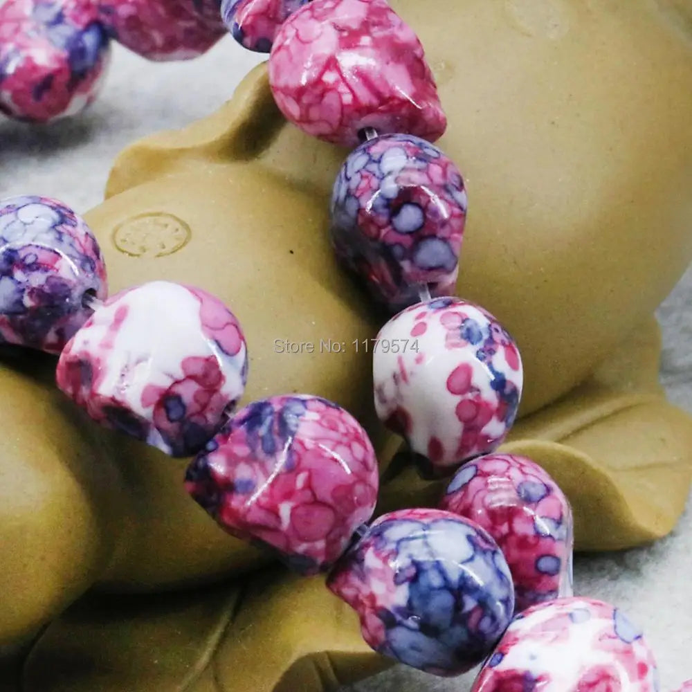 Rainbow Riverstones Skull Beads for DIY Jewelry Making