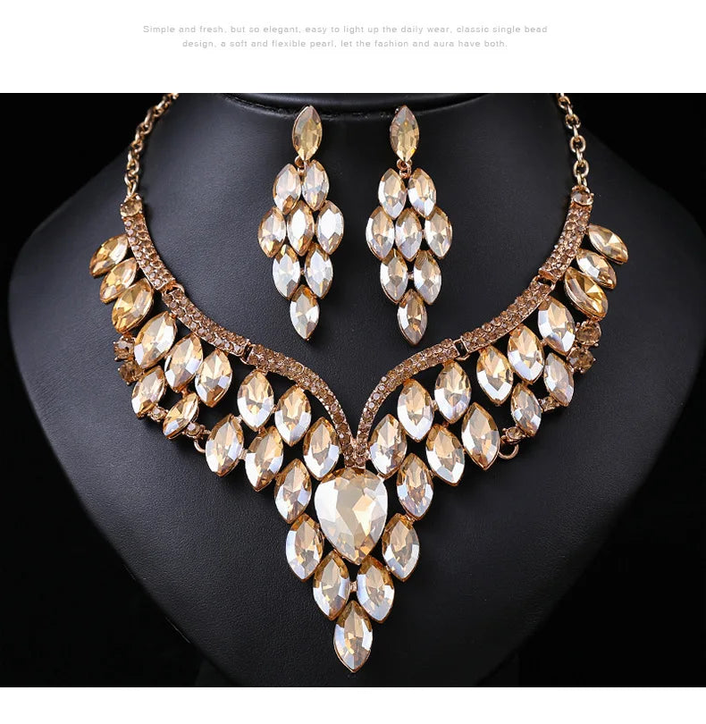 Vintage Crystal Necklace Set for Women