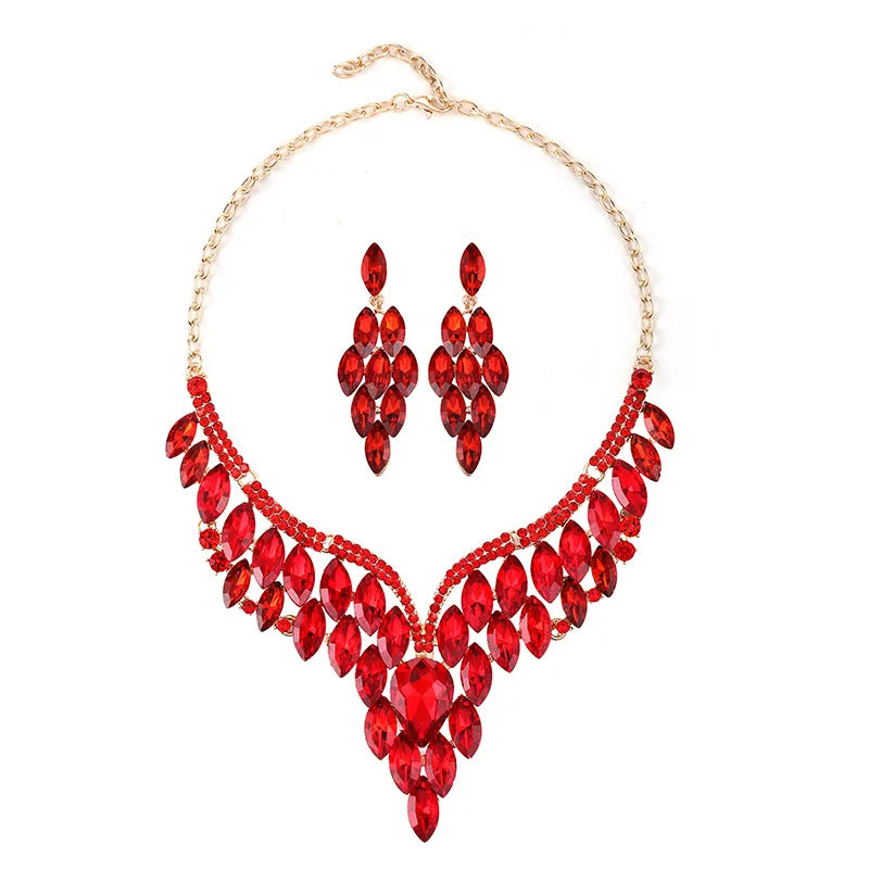Vintage Crystal Necklace Set for Women