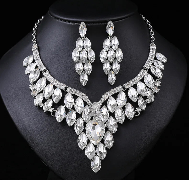Vintage Crystal Necklace Set for Women