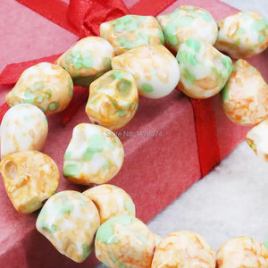 Yellow Multicolor Riverstones Skull Beads for Jewelry Making