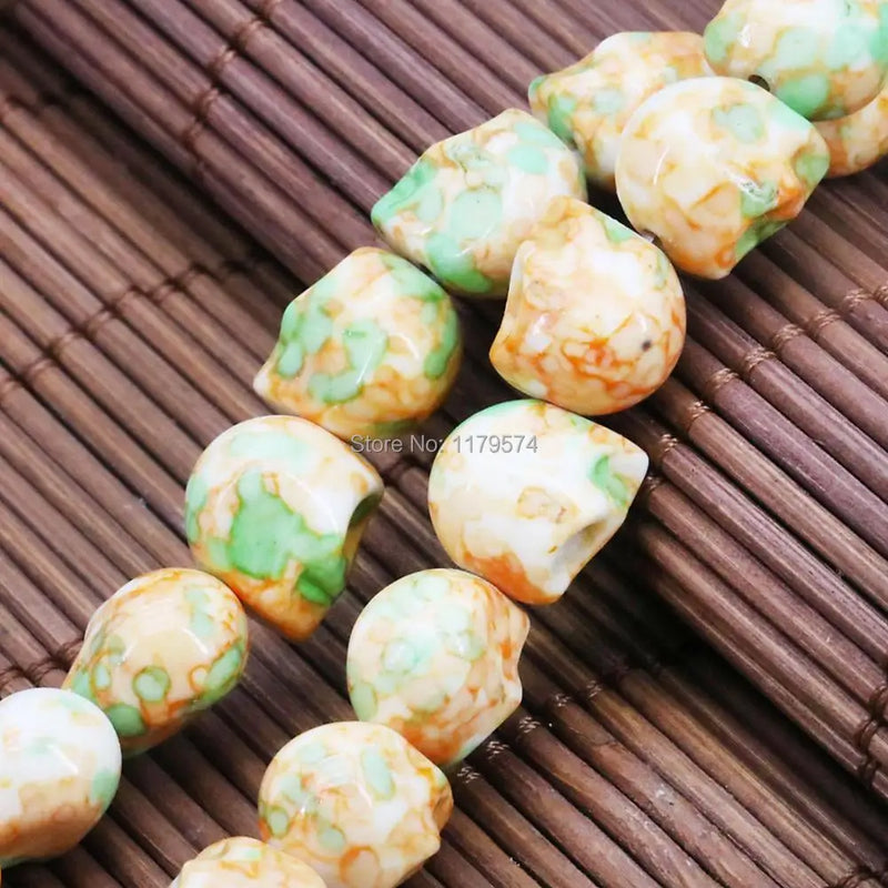 Yellow Multicolor Riverstones Skull Beads for Jewelry Making