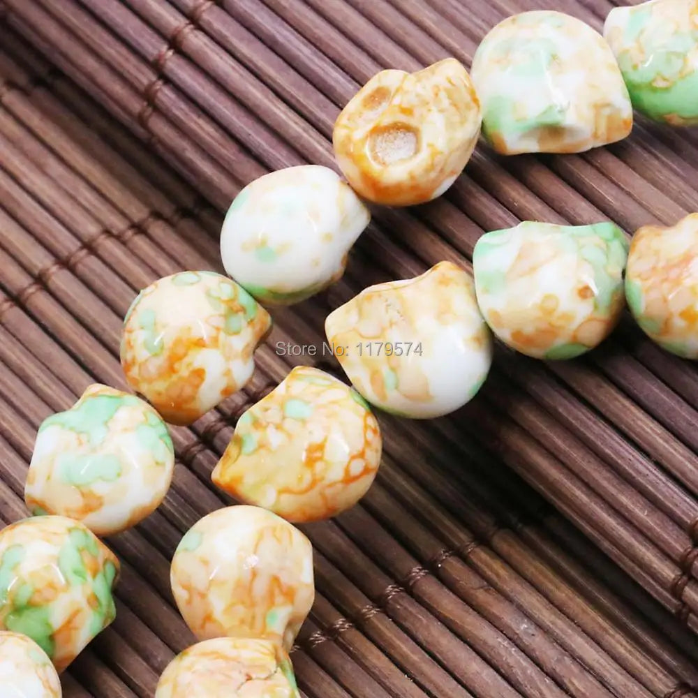 Yellow Multicolor Riverstones Skull Beads for Jewelry Making