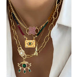 Zircon Clasp Carabiner Cuban Link Chain Necklace Punk Choker Jewelry