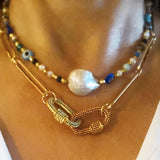 Zircon Clasp Carabiner Cuban Link Chain Necklace Punk Choker Jewelry