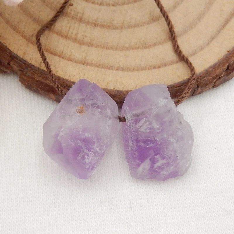 Natural Amethyst Carved Earrings Bead,Vertical Drilling Quartz Earrings